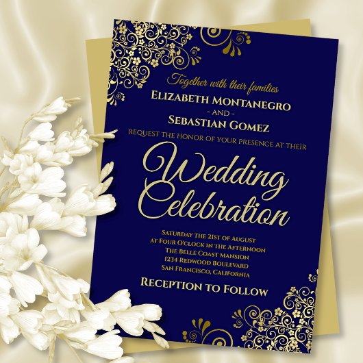 Lacy Gold Filigree op marinevlek Kaart