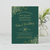 Lacy Gold Frills op Emerald Green Virtual Wedding Kaart (Staand voorkant)