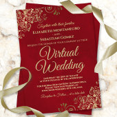 Lacy Gold Frills op Red Elegant Virtual Wedding Kaart