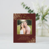 Lacy Gold op Auburn Wedding Save the Date Photo Aankondigingskaart (Staand voorkant)