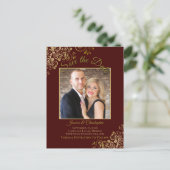 Lacy Gold op Auburn Wedding Save the Date Photo Aankondigingskaart (Staand voorkant)
