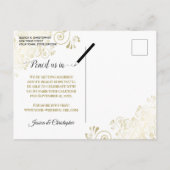 Lacy Gold op Black Wedding Save the Date Photo Aankondigingskaart (Achterkant)