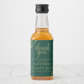 Lacy Gold op Emerald Green Wedding Bedankt Mini Likeurfles Etiket (Voorkant)