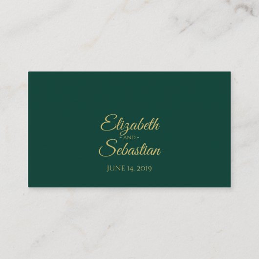 Lacy Gold op Emerald Green Wedding Escort Kaart Plaatskaartje (Achterkant)