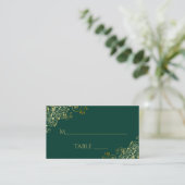 Lacy Gold op Emerald Green Wedding Escort Kaart Plaatskaartje (Staand voorkant)