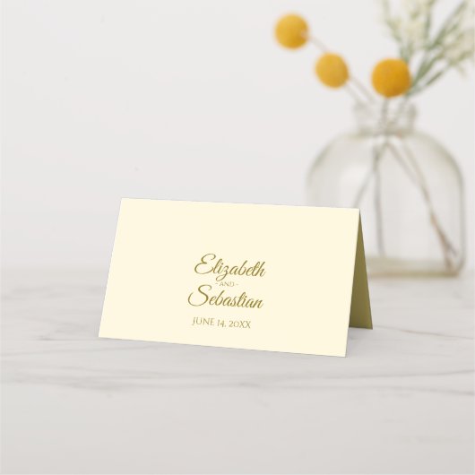 Lacy Gold op Ivory Cream Elegant Wedding Write-In Plaatskaartje (Achterkant)