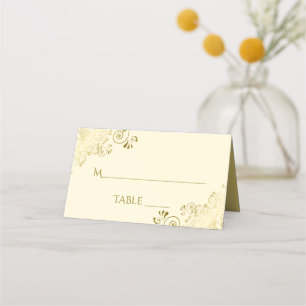 Lacy Gold op Ivory Cream Elegant Wedding Write-In Plaatskaartje