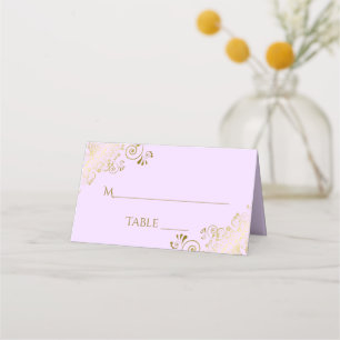 Lacy Gold op Lila Paarse Elegant Wedding Write-In Plaatskaartje