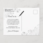 Lacy Grey op Black Wedding Save the Date Calendar Aankondigingskaart (Achterkant)