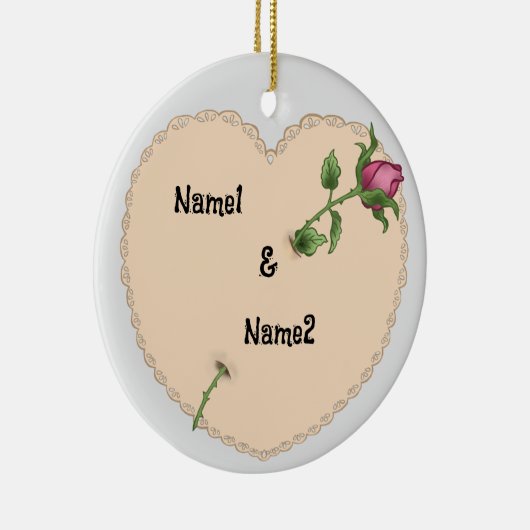 Lacy Heart Roos aangepaste ornamenten (Rechts)