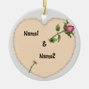 Lacy Heart Roos aangepaste ornamenten