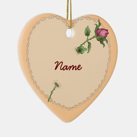 Lacy Heart Roos aangepaste ornamenten (Rechts)