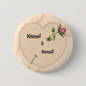 Lacy Heart Roos Ronde Button 5,7 Cm (Voorkant)