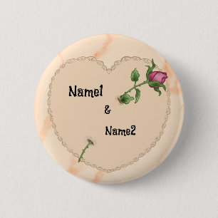 Lacy Heart Roos Ronde Button 5,7 Cm