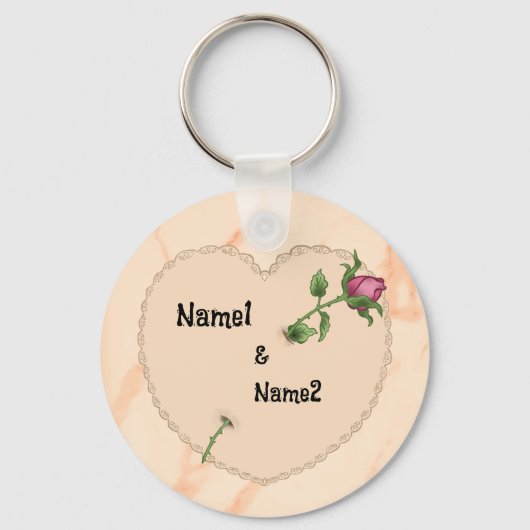 Lacy Heart Roos Sleutelhanger (Voorkant)
