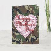Lacy Heart voor Militaire Mam op Moederdag Kaart (Voorkant)
