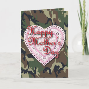 Lacy Heart voor Militaire Mam op Moederdag Kaart