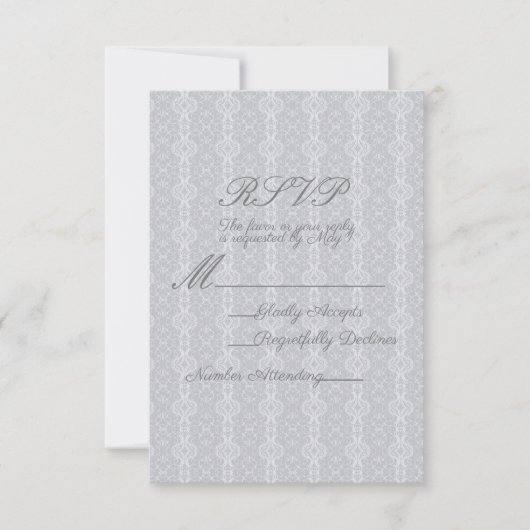 Lacy Lace Elegant Minimal RSVP antwoord (Voorkant)