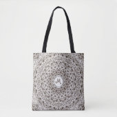 Lacy Lace White Design op bruin Tote Bag (Voorkant)
