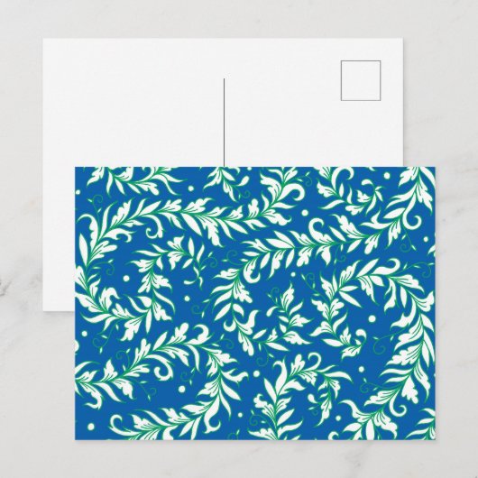 Lacy Leaves Blue en Green Briefkaart (Voorkant / Achterkant)