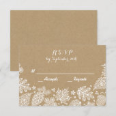 Lacy Leaves Fall Wedding RSVP-kaart RSVP Kaartje (Voorkant / Achterkant)