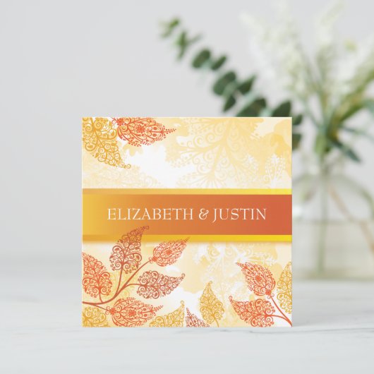 Lacy Leaves Fall Wedding Uitnodiging (Staand voorkant)