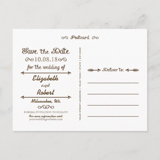 Lacy Leaves - Herfst in liefde Bespaar de Datum Aankondigingskaart (Achterkant)