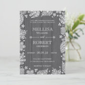 Lacy Leaves on Wood Wedding Invitation Kaart (Staand voorkant)