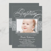 Lacy lint foto doop uitnodiging (Voorkant / Achterkant)