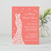 Lacy Living Coral Winter Bridal Shower Kaart (Staand voorkant)