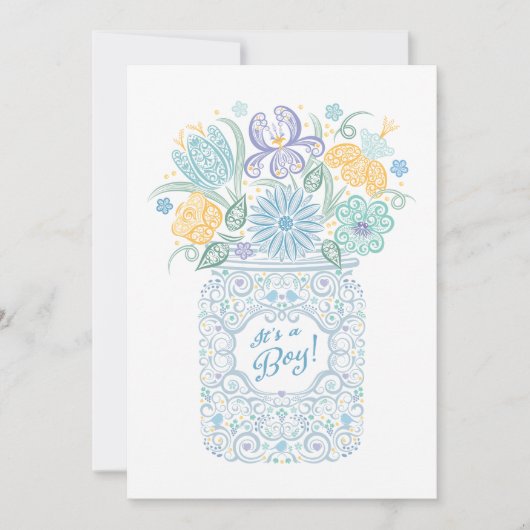 Lacy Mason Baby shower Het is een Boy Invitation Kaart (Voorkant)