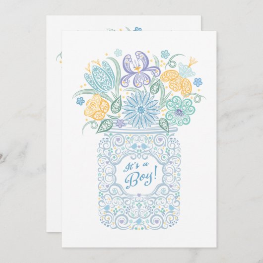 Lacy Mason Baby shower Het is een Boy Invitation Kaart (Voorkant / Achterkant)
