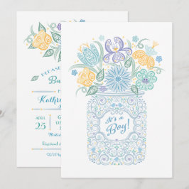 Lacy Mason Baby Shower Het is een Jongen Uitnodigi Kaart