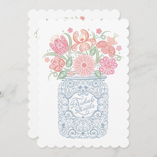 Lacy Mason Jar Bridal Shower Kaart (Voorkant / Achterkant)