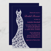 Lacy Navy Bridal Shower Kaart (Voorkant / Achterkant)