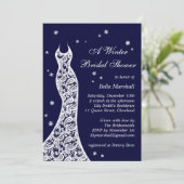 Lacy Navy Winter Bridal Shower Kaart (Staand voorkant)