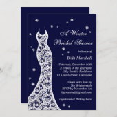Lacy Navy Winter Bridal Shower Kaart (Voorkant / Achterkant)