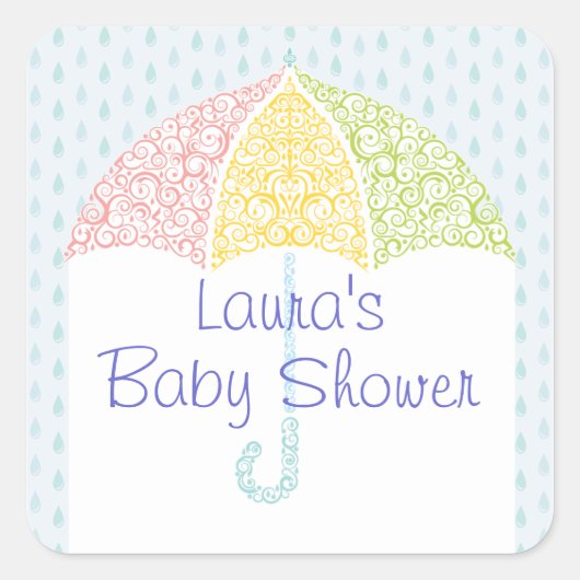 Lacy Paraplu Baby shower Sticker (Voorkant)