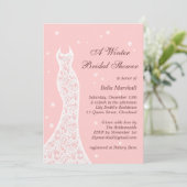 Lacy Pink Winter Bridal Shower Kaart (Staand voorkant)