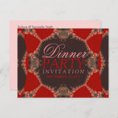 Lacy Red Batik Dinner Party Invitation Briefkaart (Voorkant / Achterkant)