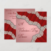 Lacy Red Damask Valentijnse binnenste uitnodiging (Voorkant / Achterkant)