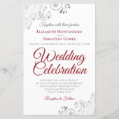 Lacy Red & White BUDGET Wedding nodigt groot uit (Voorkant)