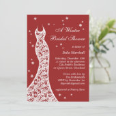 Lacy Red Winter Bridal Shower Kaart (Staand voorkant)