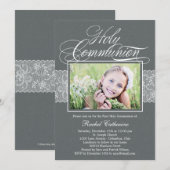Lacy Ribbon Foto Eerste Communie Uitnodiging (Voorkant / Achterkant)