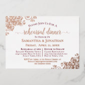 Lacy Roos Gold & Bourgondië bruiloft repetitie din Folie Uitnodiging (Voorkant)