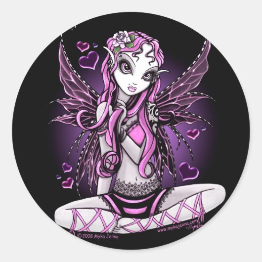 Lacy Roze Fairy Valentijnsdag Stickers (Voorkant)