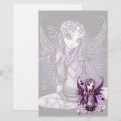 "Lacy" Roze lintlint-Valentijn — Kunstwerk Briefpapier (Voorkant / Achterkant)