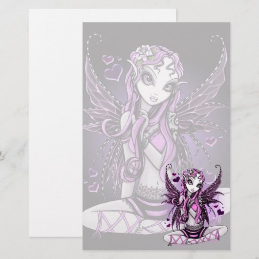 "Lacy" Roze lintlint-Valentijn — Kunstwerk Briefpapier (Voorkant / Achterkant)