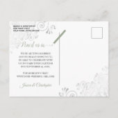 Lacy Sage Green Wedding Save the Date Photo Aankondigingskaart (Achterkant)