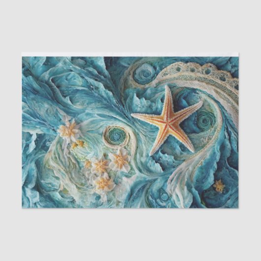 Lacy SeaStars, Ocean Waves & Starfish Tissuepapier (Voorkant)